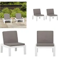 vidaXL Gartenstühle mit Auflagen 2 Stk. Kunststoff Weiß - Gartenstuhl - Gartenstühle - Stuhl - Stühle