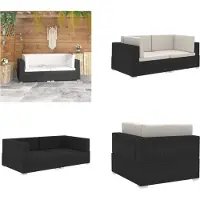 vidaXL Ecksofas 2 Stk. mit Auflagen Poly Rattan Schwarz - Ecksofa - Ecksofas - 2-Sitzer-Sofa - 2-Sitzer-Sofas