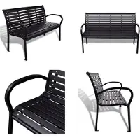 vidaXL Gartenbank 125 cm Stahl und WPC Schwarz - Gartenbank - Gartenbänke - Terrassenbank - Außenbank