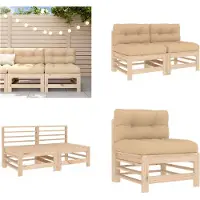 vidaXL Mittelsofas mit Kissen 2 Stk. Massivholz Kiefer - Mittelsofa - Mittelsofas - Gartensofa - Outdoor Sofa