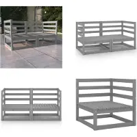 vidaXL Gartensofa 2 Sitzer Grau Massivholz Kiefer - Gartensofa - Gartensofas - Holzsofa - Holzsofas
