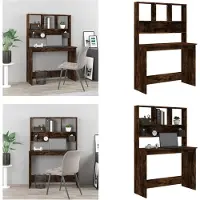 vidaXL Schreibtisch mit Regal Räuchereiche 102x45x148 cm Holzwerkstoff - Schreibtisch - Schreibtische - Bürotisch - Computertisch