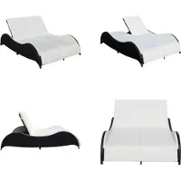 vidaXL Doppel Sonnenliege mit Auflage Poly Rattan Schwarz - Sonnenliege - Sonnenliegen - Sonnenbett - Sonnenbetten