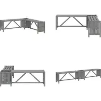 vidaXL Garten Eckbank mit Pflanzkübel 117 cm Massivholz Akazie Grau - Gartenbank - Gartenbänke - Garten-Eckbank - Garten-Eckbänke