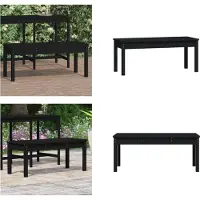vidaXL Gartenbank Schwarz 109x44x45 cm Massivholz Kiefer - Gartenbank - Gartenbänke - Garten Sitzbank - Außenbank