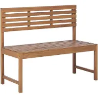 Beliani Gartenbank Hellbraun Akazienholz rechteckig 110 cm für 2 Personen Landhausstil Outdoor Garten Terrassse Ausstattung Möbel