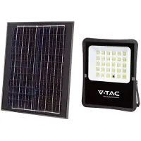 V-TAC VT-55300 LED-Flutlicht 2400lm angetrieben durch Solarpanel 20W Photovoltaikbatterie mit Fernbedienung kaltweißes Licht 6400k Sku 6970