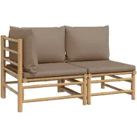 vidaXL 2-tlg. Garten-Lounge-Set mit Taupe Kissen Bambus