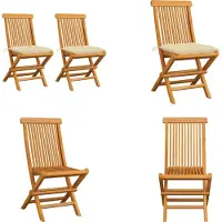 vidaXL Gartenstühle mit Cremeweißen Kissen 2 Stk. Massivholz Teak - Gartenstuhl - Gartenstühle - Holz-Gartenstuhl - Holz-Gartenstühle