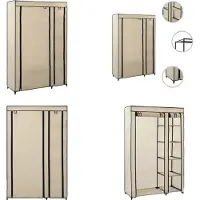 vidaXL Faltschrank Creme 110x45x175 cm Stoff - Stoffschrank - Faltschrank - Stoff Kleiderschrank - Stoffschränke