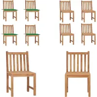 vidaXL Gartenstühle 4 Stk. mit Kissen Massivholz Teak - Gartenstuhl - Gartenstühle - Holz-Gartenstuhl - Holz-Gartenstühle