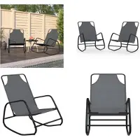 vidaXL Schaukelliegen 2 Stk. Grau Stahl und Textilene - Sonnenliege - Sonnenliegen - Schaukelliege - Lounge Stuhl