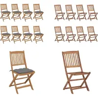 vidaXL Klappbare Gartenstühle 8 Stk. mit Kissen Massivholz Akazie - Gartenstuhl - Gartenstühle - Klappstuhl - Klappstühle