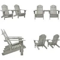 vidaXL Garten Adirondack Stühle mit Teetisch Massivholz Tanne Grau - Gartenstuhl - Gartenstühle - Gartensessel - Außenstuhl