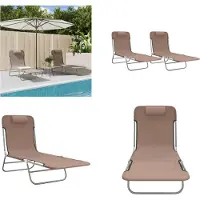 vidaXL Sonnenliegen Klappbar 2 Stk. Braun Textilene und Stahl - Sonnenliege - Sonnenliegen - Gartenliege - Outdoor-Liege