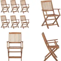 vidaXL Klappbare Gartenstühle 6 Stk. Massivholz Akazie - Gartenstuhl - Gartenstühle - Stuhl - Stühle