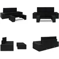 vidaXL 3 tlg. Garten Lounge Set Poly Rattan Schwarz - Garten-Lounge-Set - Garten-Lounge-Sets - Gartensofa - Gartensofas