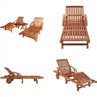vidaXL Sonnenliegen 2 Stk. mit Tisch Akazie Massivholz - Sonnenliege Und -tisch - Sonnenliegen Und -tische - Liege - Liegestühle