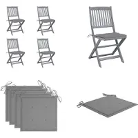 vidaXL Klappbare Gartenstühle 4 Stk. mit Kissen Massivholz Akazie - Gartenstuhl - Gartenstühle - Holz Gartenstuhl - Holz Gartenstühle