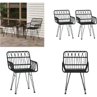 vidaXL Gartenstühle 2 Stk. mit Armlehnen Schwarz 56x64x80 cm PE Rattan - Gartenstuhl - Gartenstühle - Outdoor Stuhl - Terrassenstuhl
