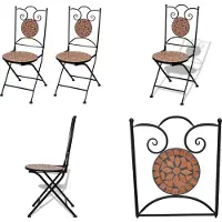 vidaXL Bistrostühle 2 Stk. Klappbar Keramik Terrakotta - Gartenstuhl - Gartenstühle - Outdoor-Stuhl - Outdoor-Stühle