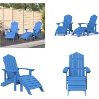 vidaXL Adirondack Gartenstühle 2 Stk. mit Hockern HDPE Aquamarin - Gartenstuhl - Gartenstühle - Outdoor Stuhl - Gartensessel