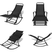 vidaXL Klappbarer Garten Schaukelstuhl schwarz - Gartenstuhl - Gartenstühle - Schaukelstuhl - Schaukelstühle
