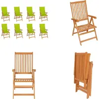 vidaXL Garten Liegestühle mit Kissen 8 Stk. Massivholz Teak - Gartenstuhl - Gartenstühle - Garten-Liegestuhl - Garten-Liegestühle