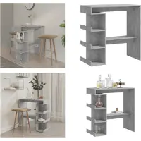 vidaXL Bartisch mit Regal Betongrau 100x50x101,5 cm Holzwerkstoff - Bartisch - Bartische - Bistrotisch - Stehtisch