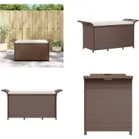 vidaXL Gartenbank mit Kissen Braun 116x46x57 cm Poly Rattan - Gartenbank - Gartenbänke - Garten Sitzbank - Outdoor Sitzbank
