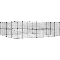 vidaXL 52-tlg. Haustierkäfig mit Tür Schwarz 245x210x70 cm Stahl