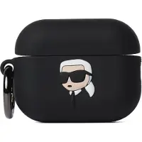 Karl Lagerfeld Klap2Runikk Airpods Pro 2 Abdeckung Czarny/Schwarz Silikon Karl Kopf 3D