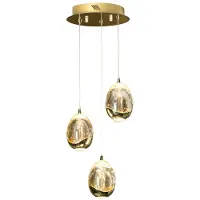 Schuller Valencia LED-Hängeleuchte Rocio 3-flammig, Metall, Glas, gold