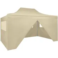 vidaXL Faltzelt Pop-Up mit 4 Seitenteilen 3 x 4,5 m Cremeweiß