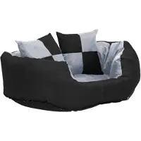 vidaXL Wendbares & waschbares Hundekissen Grau und Schwarz 65x50x20 cm
