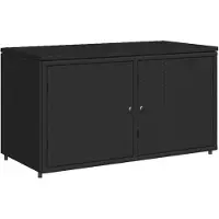 vidaXL Gartenschrank Schwarz 110x55x60,5 cm Poly Rattan