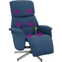 vidaXL Massagesessel mit Fußteil Blau Stoff