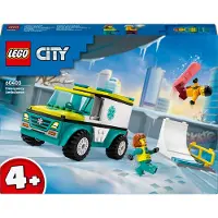 LEGO City Rettungswagen und Snowboarder, Krankenwagen-Spielset mit Spielzeug-Auto und 2 Minifiguren, Snowboarder und Sanitäter-Figur, fantasievolles Geschenk für Jungen und Mädchen ab 4 Jahren 60403
