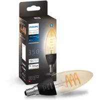 Philips E14 - Filament Lampe Kerzenform - 350, Intelligentes Leuchtmittel, Bluetooth/Zigbee, Schwarz, LED, E14, Kerze
