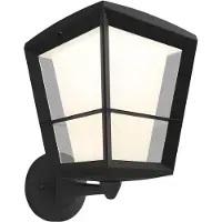 Philips White and Color ambiance Econic Outdoor quadratische Wandleuchte schwarz, Intelligente Wandleuchte, Bluetooth/Zigbee, Schwarz, LED, Glas, Nicht austauschbare(s) Leuchtmittel