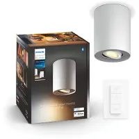 Philips Hue White ambience Pillar Einzelspot weiß + Dimmschalter, Intelligentes Leuchtmittel, Bluetooth/Zigbee, Weiß, LED, Metall, GU10