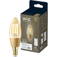 WiZ Connected Filament-Lampe in Kerzenform, Bernstein 25 W C35 E14, Intelligentes Leuchtmittel, Wi-Fi/Bluetooth, Bernstein, LED, E14, C35