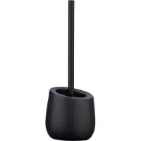 Wenko WC-Garnitur "Badi", schwarz, H:38cm L:13,5cm Ø:13,5cm, Keramik, Reinigungsbürsten, WC-Garnitur, Keramik