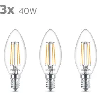 Philips LED-Kerzenlampe E14 B35 4,3W klar 3er-Pack