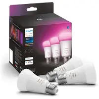 Philips Hue White and Color ambiance E27 - Smarte Lampe A60 Dreierpack - 800, Intelligentes Leuchtmittel, Bluetooth/Zigbee, Weiß, LED, Kunststoff, E27