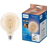 Philips Smart Lighting Philips Smarte LED-Filament-Lampe G125, E27-Sockel, 806 lm, Intelligentes Leuchtmittel, Wi-Fi/Bluetooth, Transparent, Wi-Fi 4 (802.11n), 802.11b, 802.11g, LED, E27
