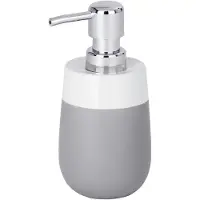 Wenko Malta Seifenspender, 290 ml, Nachfüllbarer Seifendosierer ideal für Küche, Badezimmer und Gäste-WC, Farbe: grau / weiß