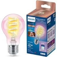 Philips Smart Lighting Philips Smarte LED RGB Filament-Lampe A60, E27, 470 lm, Intelligentes Leuchtmittel, Wi-Fi/Bluetooth, Transparent, Wi-Fi 4 (802.11n), 802.11b, 802.11g, LED, E27