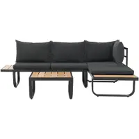 The Living Store 2-tlg. Garten-Ecksofa-Set mit Auflagen Aluminium WPC