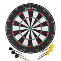 Enero Doppelseitige Dartscheibe, 45 cm, Holz, inkl. farbigen Pfeilen
